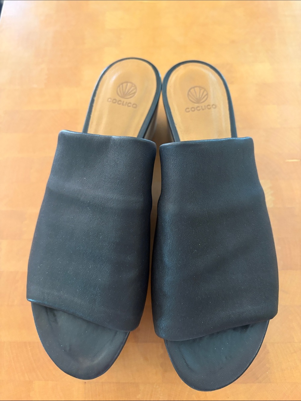 COCLICO Black Leather Slide Mules size 41